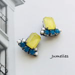 yellow & turquoise earrings / 大ぶり
