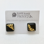 マットガラス×金箔ピアス/ブラック/