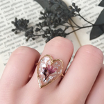 「 氷砂糖 ring 」 ハートフレームの押し花レジンリング