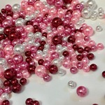 約250粒！！貫通☆ピンクミックス☆6.8.10.12mm☆樹脂パール両穴☆