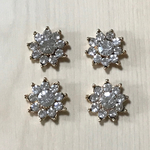 GOLD RHINESTONE CRYSTAL FLOWER CABOCHONS PARTS