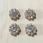 GOLD RHINESTONE CRYSTAL FLOWER CABOCHONS PARTS