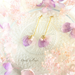 藤色と桃色の花びらがゆらゆら揺れるピアス/ノンホールピアス/イヤリング
