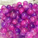 (150個-6mm) クラックルビーズ  染色丸玉【ピンク・パープル】