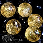 【天然濃密色!!】レインボーゴールドシトリン・AAAAAランク✧【全石キラキラ結晶と虹入り!!✧】約９〜9.5ｍｍ珠【１石】セット【ブラジル産】■商店ロングセラー✧大ヒット美石!!■