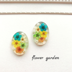 【sale 】レジン＊フラワーガーデン押し花ピアス