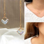 [福袋]輝くオーロラスクエアピアス＆ネックレス