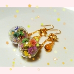 【限定2セット】大人可愛いガラスドーム　フラワーピアス❦（ミックス）