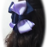パープル✖ネイビーグログランリボンバンスクリップ ヘアクリップ