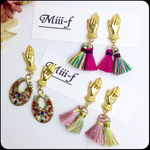 ヴィンテージチャーム×ミニタッセルピアス イヤリング