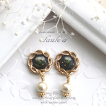 ドライフラワー パール付デザインリング ピアス / イヤリング ‘ele ‘ele