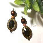再販300円☆ドイツ製アクリルオーバル☆チェコパールのピアス/イヤリング