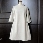 綿麻　生成りのチュニックワンピ