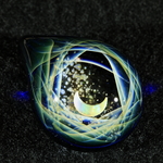 Northern Lights 夜空 Moon オパール  ボロシリケイト ガラス ペンダントトップ 一点物 