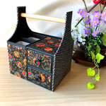 和紙で作ったおかもちペン立て（黒）