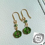 green flower チェコビーズピアス