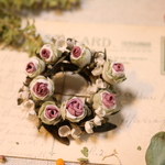 布花　すずらんと２色使いの薔薇のブローチ