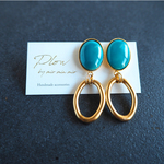 【再販売】Oval ringピアス ～ターコイズ～