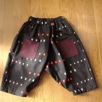 着物リメイク*もんぺハーフパンツ*黒絣柄