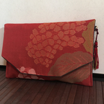 【SALE】紫陽花夏帯のクラッチバッグ　着物（帯）リメイク