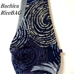 RiceBAG  　和柄　渦巻き(青系）：内ポケット付き