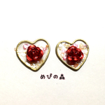 おとぎ話❤︎赤い薔薇とハートの煌めきピアス・イヤリング