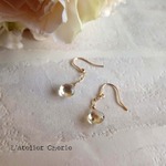 sale！シャンパンクォーツのロングピアス*14kgf（イヤリング）