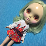 ブライス、リカちゃん、ワンピース、赤花柄