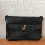 【O様ご予約品】外ポッケのついた、本革ファスナーポーチ
