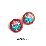 サークル花柄刺繍ピアス