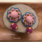 レトロなお花のビーズ刺繍ピアス＊イヤリング