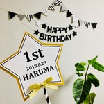 【再販×14】モノトーン☆お誕生日ガーランド