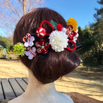 髪飾り  つまみ細工  紅梅