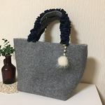 ウールグレー.グレープハンドルバッグミニ