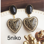ハート♡ドイツビーズのアンティーク ピアス/イヤリング