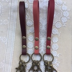 革のシンプルキーホルダー、3本セット