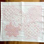 刺し子完成品「さくら寄せ模様」