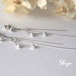 送料無料＊流れるスエッジ　星ロングピアス
