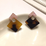 ビジュー×タイル◇◆ピアス☆樹脂ピアス☆