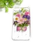 ＊＊花束 (ビオラ・アリッサムなど)＊＊ 限定1点＊iphone5/5s/SE用押し花ケース   スワロフスキーいっぱい♡スマホケース