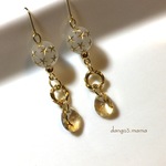 1点限定300円☆スワロフスキー雫☆星柄入ビーズ☆リングのピアス/イヤリング