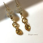 1点限定300円☆スワロフスキー雫☆星柄入ビーズ☆リングのピアス/イヤリング