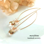 ＊再販3＊シャンパンクォーツ×淡水パール＊アメリカンピアス
