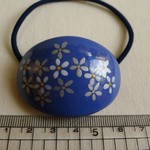 お正月セール　青地にお花模様のヘアゴム