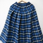 ブルーチェック柄☆綿起毛☆マキシ丈☆タックスカート