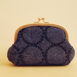 ミナペルホネン【タンバリン navy 】石目 ふっくらがま口
