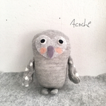 靴下フクロウぬいぐるみ(グレー水玉)