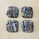TWEED SQUARE BLACK MIX CABOCHONS PARTS