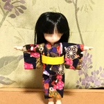 オビツ11サイズ 黒色の着物