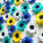 再販 お花シール❁︎40枚❁︎vivid flower 青系